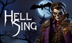 Hell’sing slot game with skeleton character with full moon and bats in the background