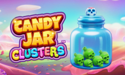 Candy Jar Clusters Game with green skulls in the candy jar on a candyland background