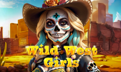 Wild West Girls slot game by Only Play featuring a Day of the Dead inspired cowgirl in a colorful, western town backdrop.