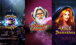 Magic shoppe, Book of magic, and Witch Treasure images showing the cover image for each game.
