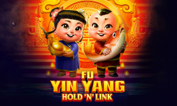 Fu Yin Yang Hold and Link slot game from Netgame featuring two children holding symbols of wealth.