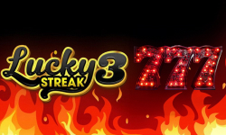 Lucky Streak 3 slot game by Endorphina with flaming 777 symbols.
