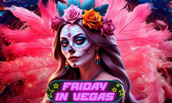 Illustration of showgirl muertos-style from Friday in Vegas slot game by Only Play